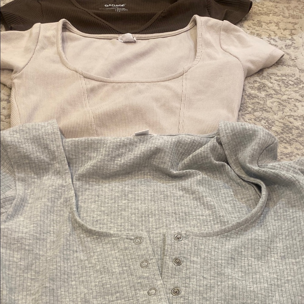 GAP Kids' Ribbed Tops - Brown, Cream, Gray